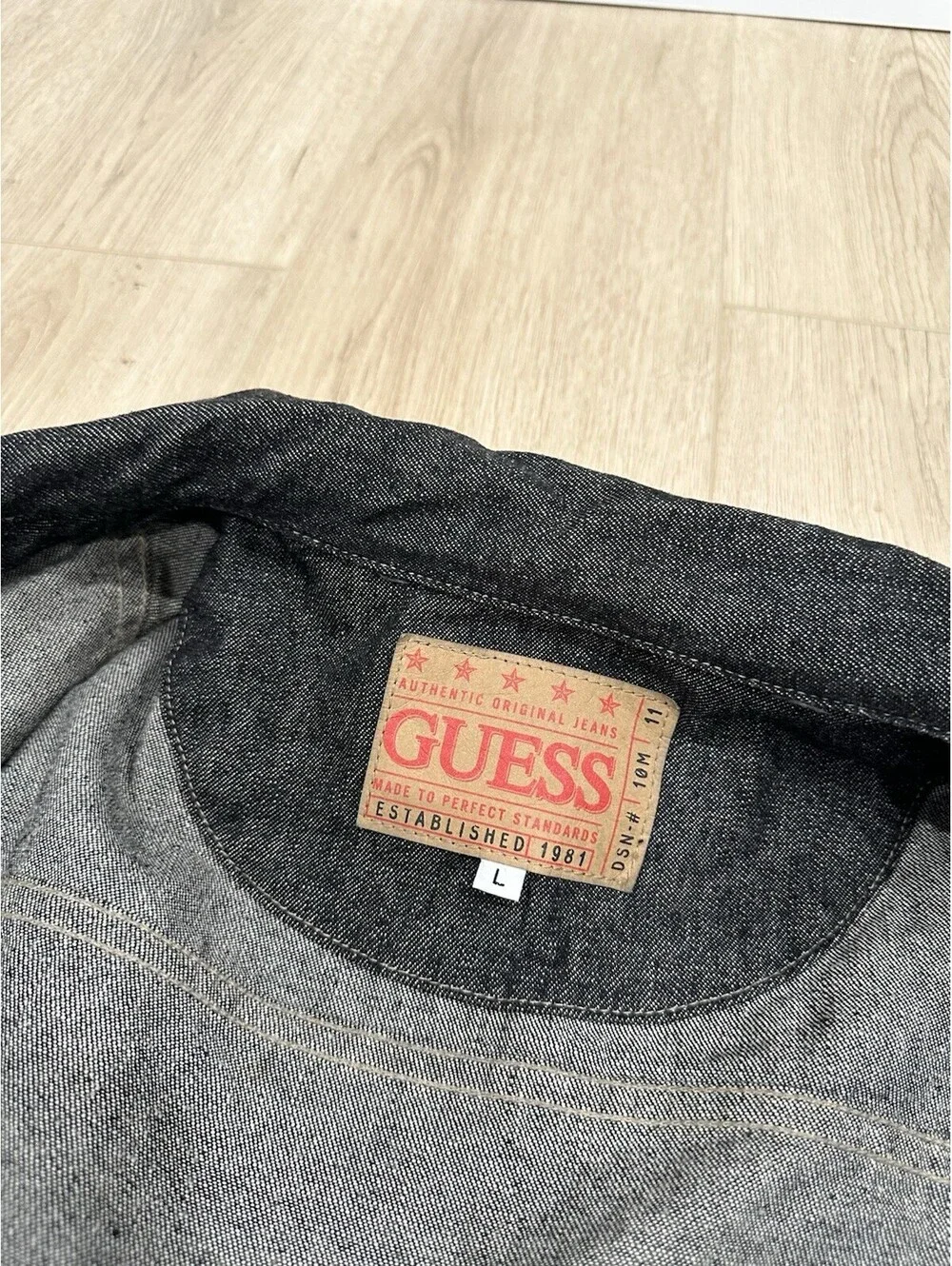 Vintage Guess Jeans Mens Sz L Denim Chore Barn Coat Jacket Workwear USA